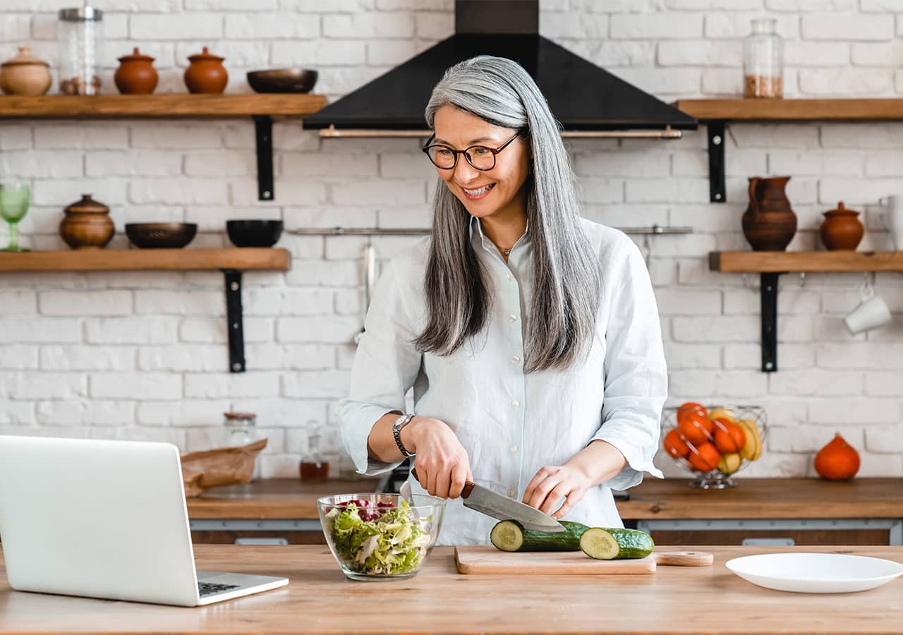 A woman cooking