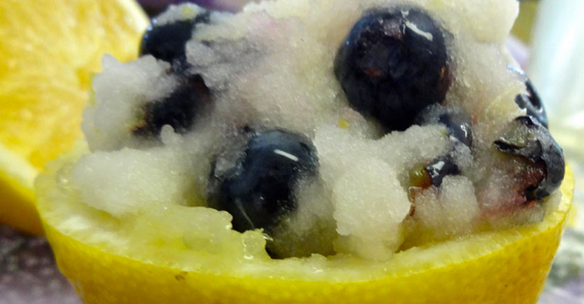 Tart Lemon Pineapple Ice with Fresh Blueberries Recipe