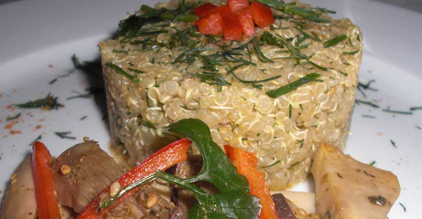 Quinoa with Oven Sautéed Mushrooms