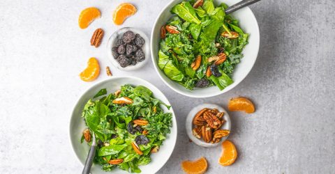 Spinach and Kale Salad With Maple Citrus Dressing