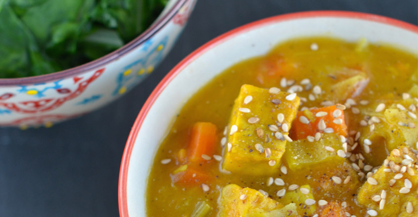 Tempeh & Cabbage Curry with Chard Recipe