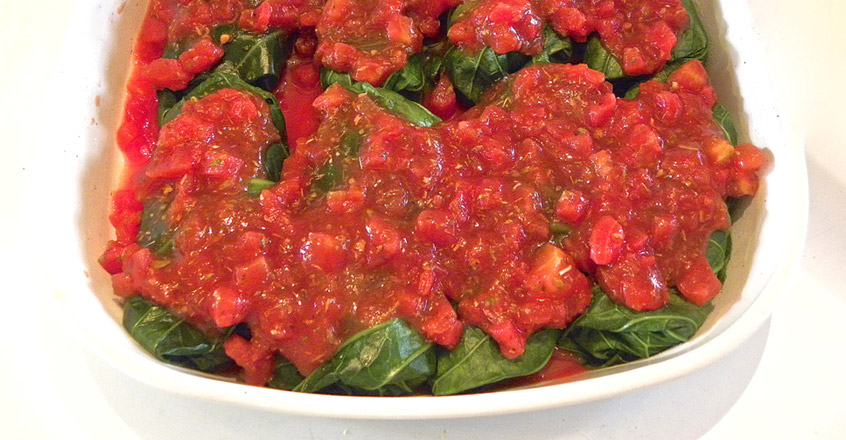 Stuffed Collards With Tomato Sauce