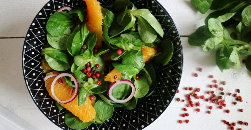 Lamb's Lettuce with Oranges & Pink Peppercorns