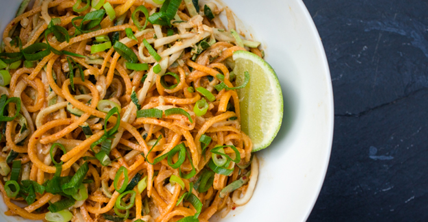 Thai Zucchini Noodle Salad With Curry-Lime Dressing