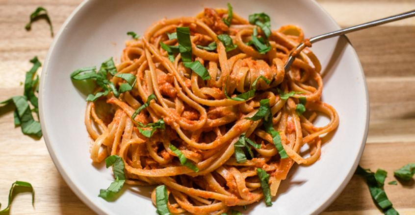 Creamy Tomato and Fresh Basil Pasta Sauce - Plant-Based Recipe