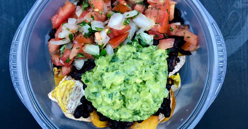 Beet and Taro Chip Nachos With Guacamole and Pico de Gallo