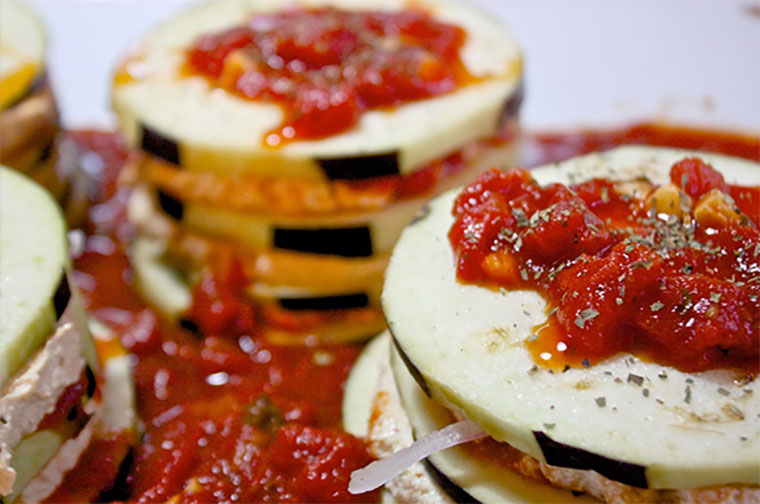 Vegan Ricotta Stuffed Eggplant Stacks - Center for Nutrition Studies