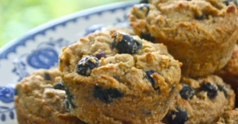 Muffins veganos de arándanos azules