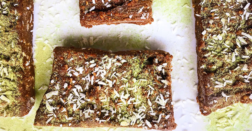 No-Bake Chocolate Coconut Matcha Bars