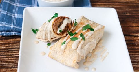 Burrito de lentejas y champiñones
