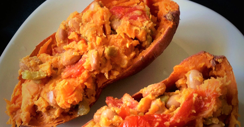 7 Minute Southwestern Stuffed Sweet Potato