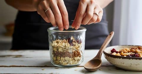 Cocinando cereales de grano entero llenos de energía