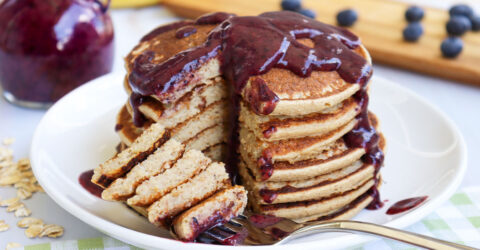 Cinnamon Pancakes With Blueberry Date Syrup