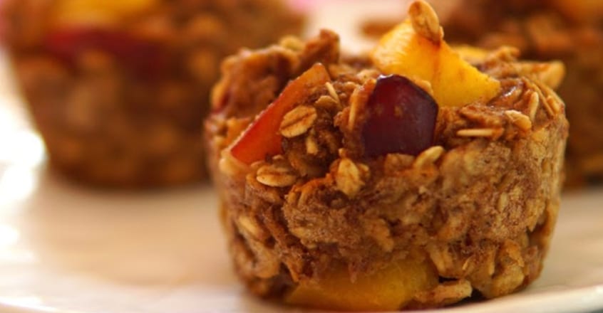 Fresh Plum and Nectarine Oatmeal Muffins