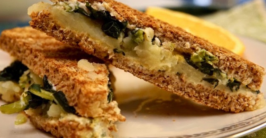 Breakfast Panini with Potatoes and Greens