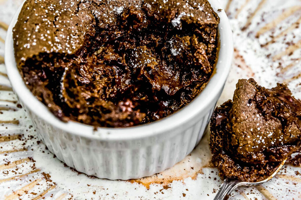 Winter-Spiced Molten Chocolate Cakes with Rum-Ginger Ice Cream Recipe |  Epicurious