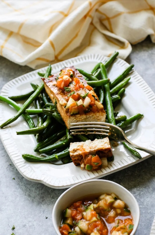 Tofu Steaks with Apricot Mint Compote