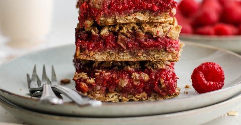 Barras de avena y frambuesa