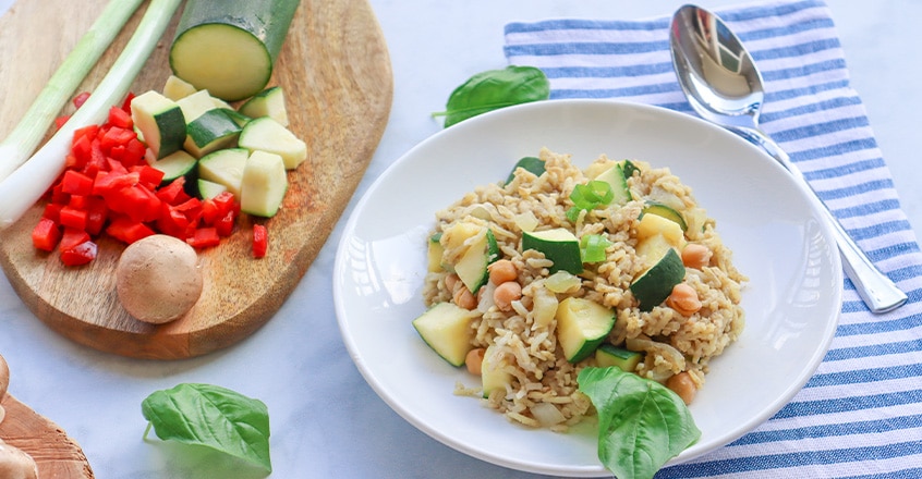 Arroz con garbanzos y champiñones