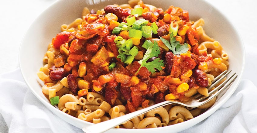 Favorite Bean & Corn Chili With Pasta