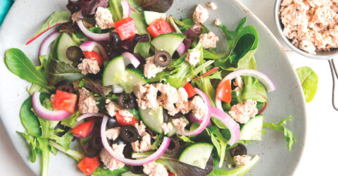 Greek Salad with Tofu “Feta”