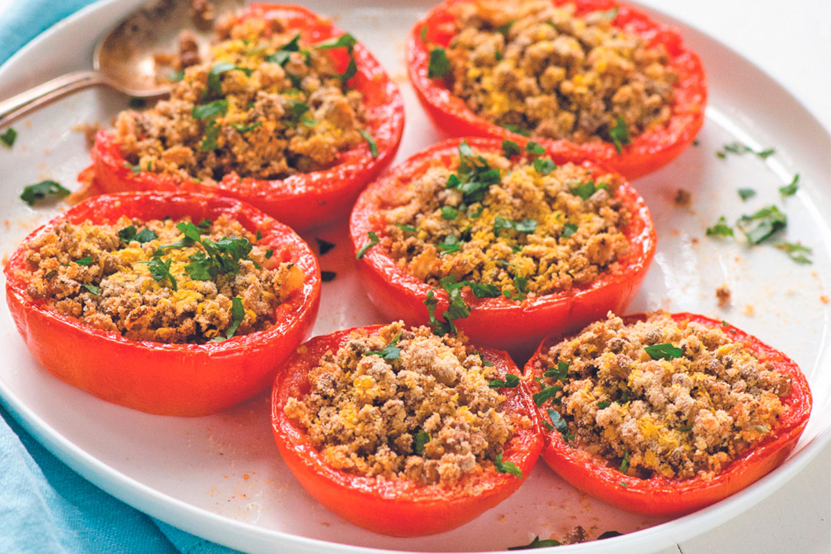 Baked Tomatoes with Lentils