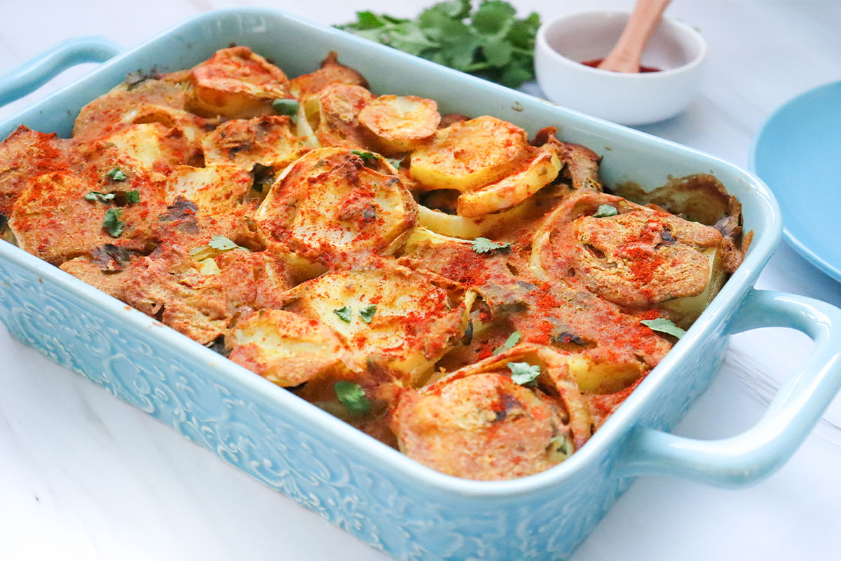 Papas gratinadas veganas al horno