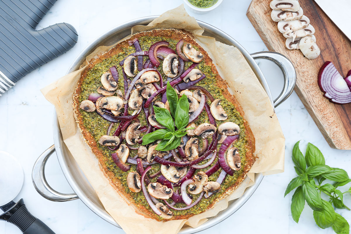 Cauliflower Crust Flatbread With Pistachio Pesto Center for Nutrition